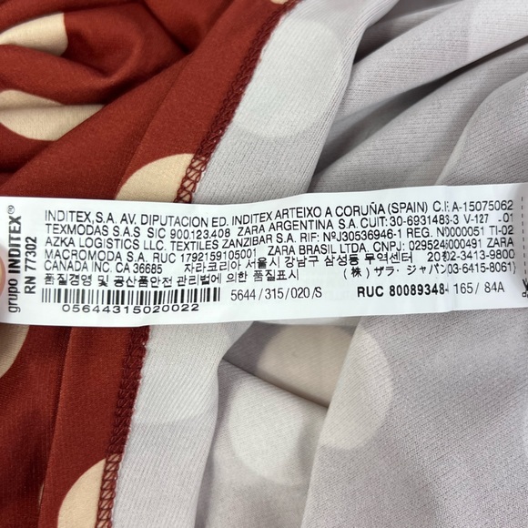 Zara Polka Dot Long Sleeve Tie Waist Midi Dress - Picture 5 of 5